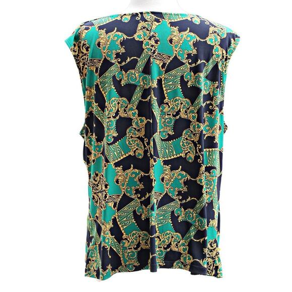 Ellen Tracy Women's Tank Top Cowl Neck Rococo Scroll Twist Front - Picture 5 of 14